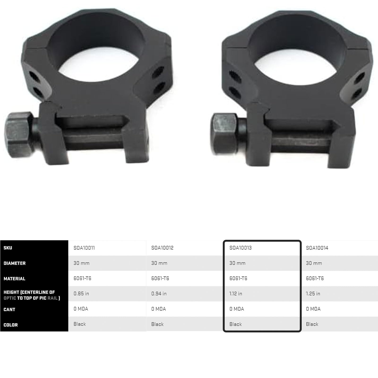 SIG SAUER Alpha1 30mm Tactical Hunting Shooting Durable Aluminum Powder Coated Mounting Scope Rings - Image 7