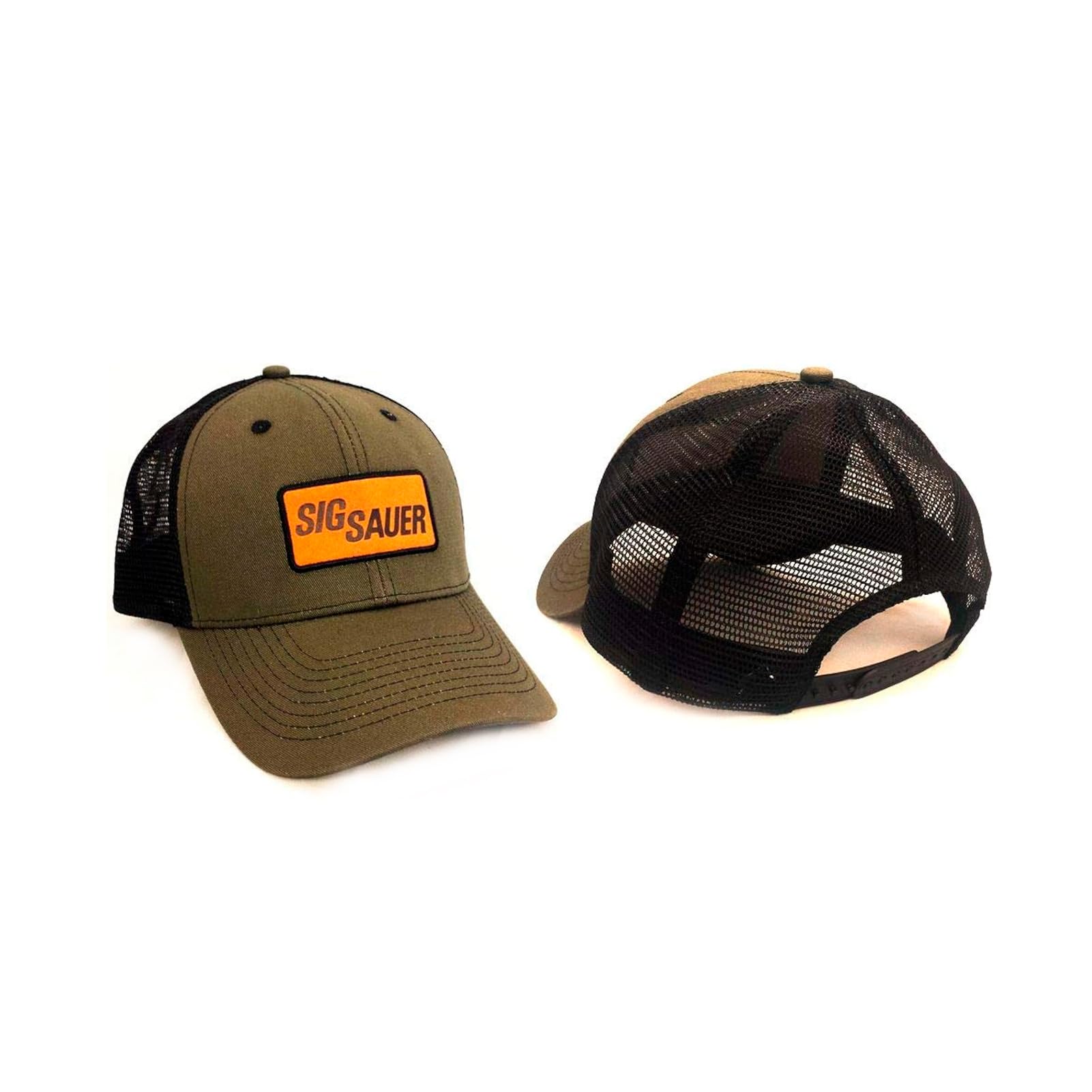 Sig Sauer Unisex Leather Patch Adjustable Breathable Mesh Panels Sports Outdoor Shooting Hunting Military Green Trucker Hat - Image 3