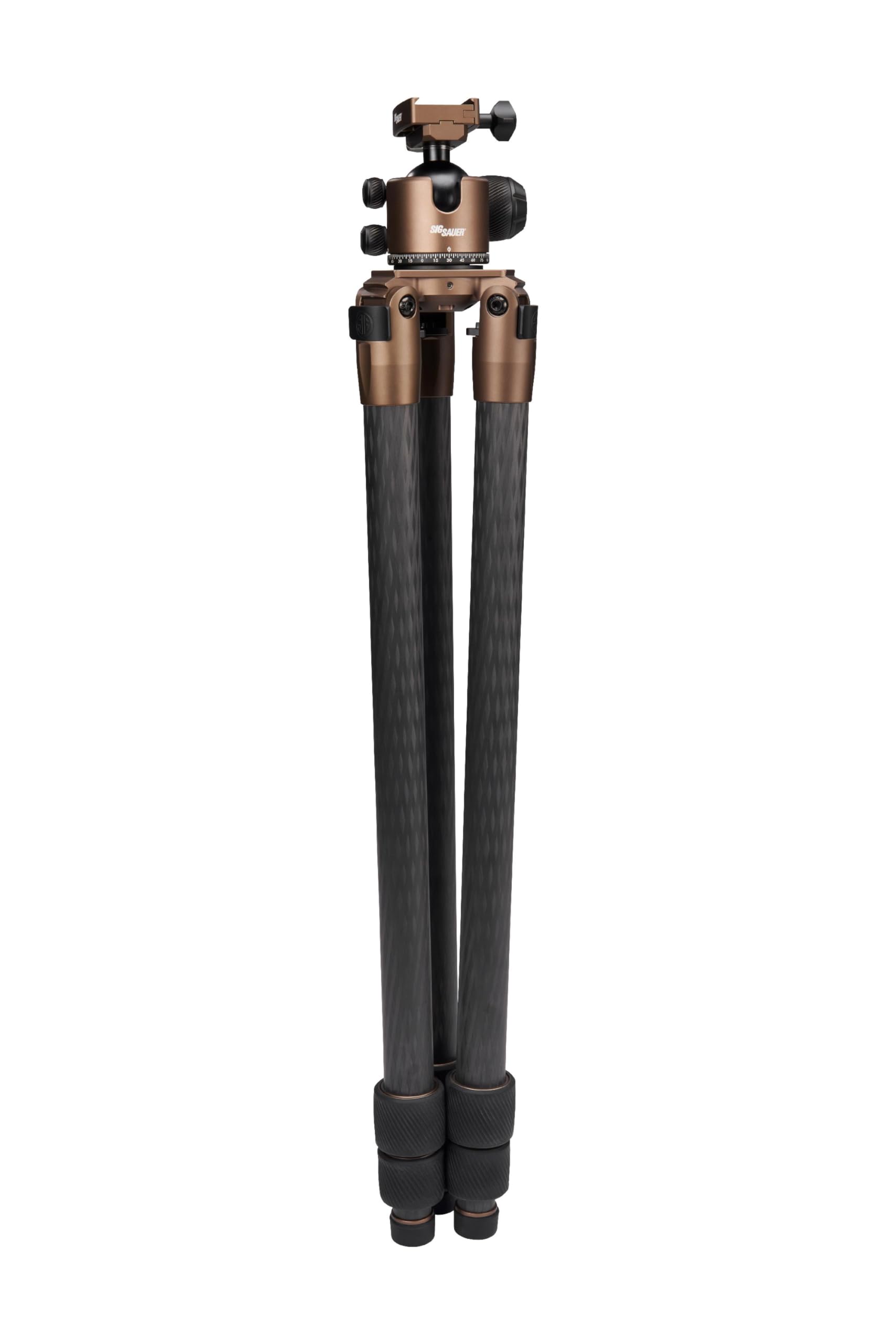 SIG SAUER Zulu-DMR Carbon Tripod Kit – Precision Shooting Tripod w/ARCA-Swiss Dual-Tension Ball Head, 3-Section Carbon Fiber Legs, 69in Max Height, 55lb Load Capacity, FDE - Image 3